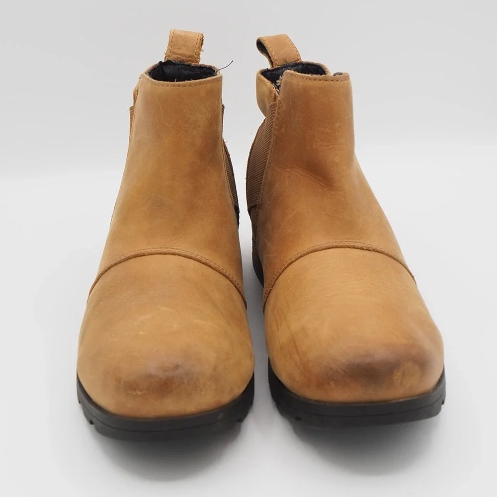 Sorel Emelie Chelsea Waterproof Boot Size 10 Brown Leather Ankle Booties Outdoor